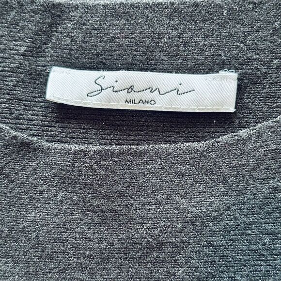 Sioni Milano Sweater Womens L Black Faux Leather Silver Studs Soft Mobwife Edgy - Picture 6 of 8